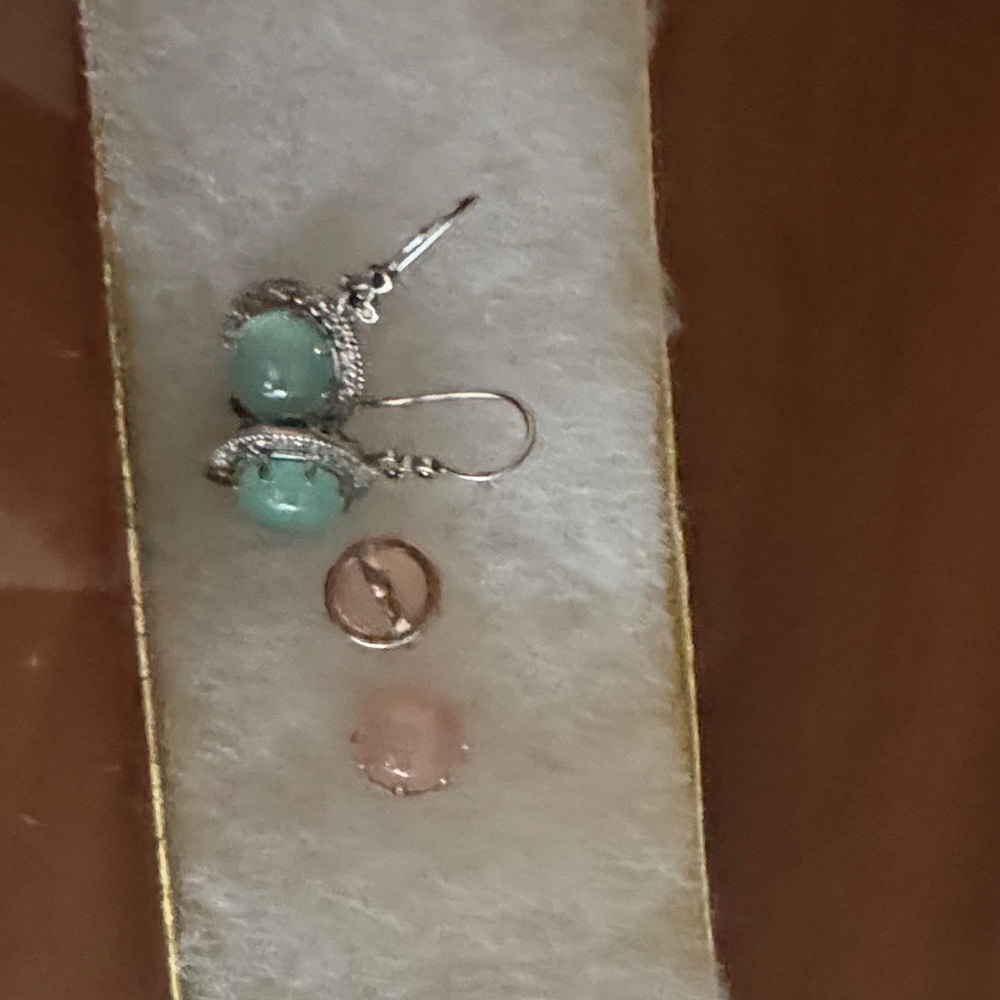 Sterling Silver Mint Green Bead Drop Earrings